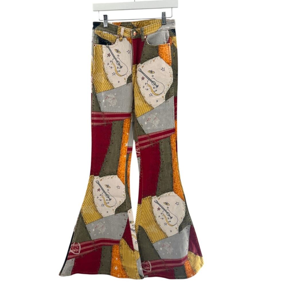 NWT Wrangler x Lainey Wilson Printed Patchwork Sundown Flare Jeans Sz 26 - Picture 5 of 9
